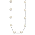 14k White Gold 8-9mm White Freshwater Cultured Pearl 14-Station 18 inch Necklace