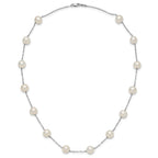 14k White Gold 8-9mm White Freshwater Cultured Pearl 14-Station 18 inch Necklace