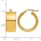 14k 9.75x23mm Polished Round Tube Hoop Earrings