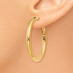 14k 3x36mm Polished Round Omega Back Tube Hoop Earrings
