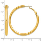 14k 3x41mm Polished Round Omega Back Tube Hoop Earrings