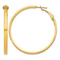 14k 3x45mm Polished Square Tube Omega Back Round Hoop Earrings
