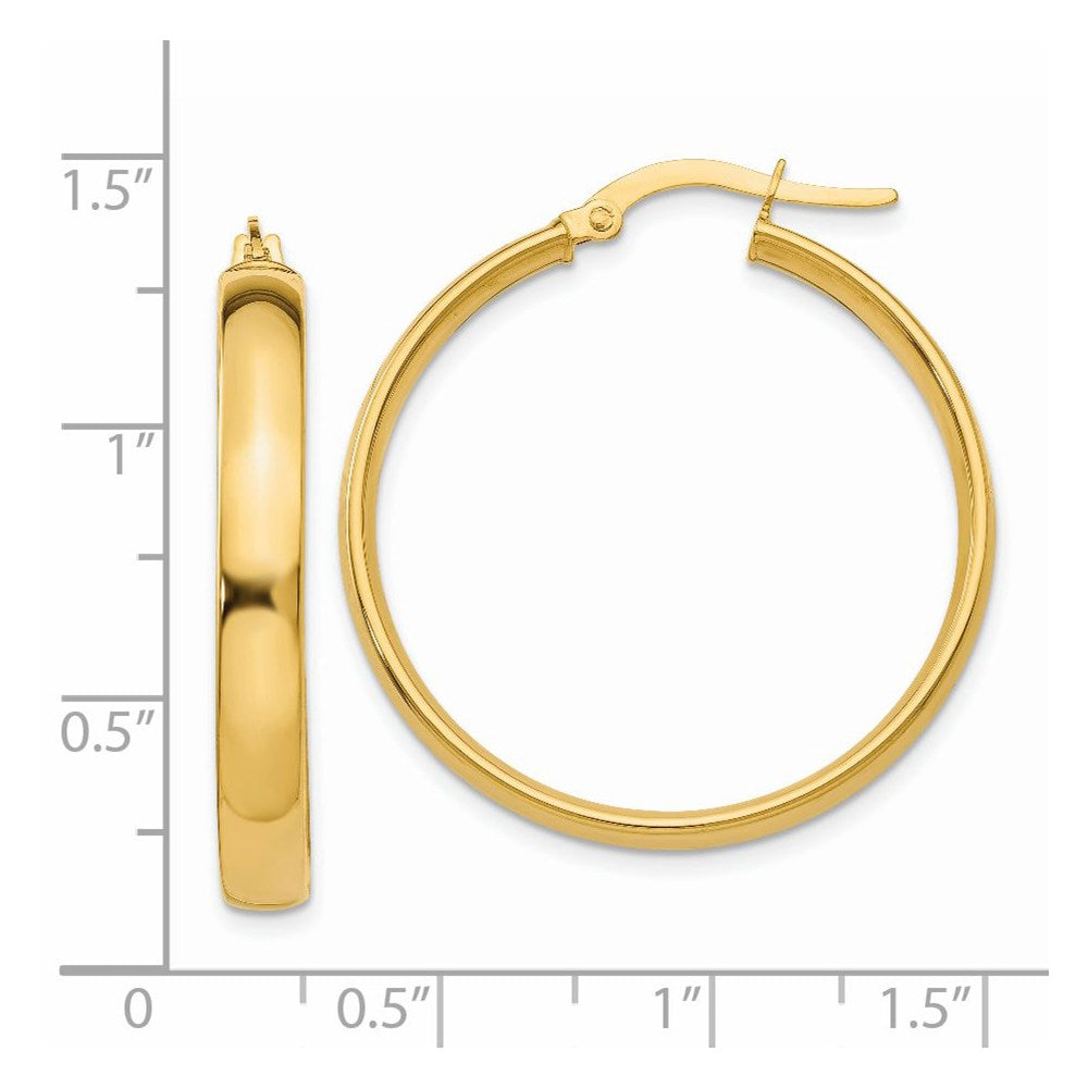 14k 4x30mm Polished Tube Hoop Earrings