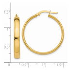 14k 4x30mm Polished Tube Hoop Earrings