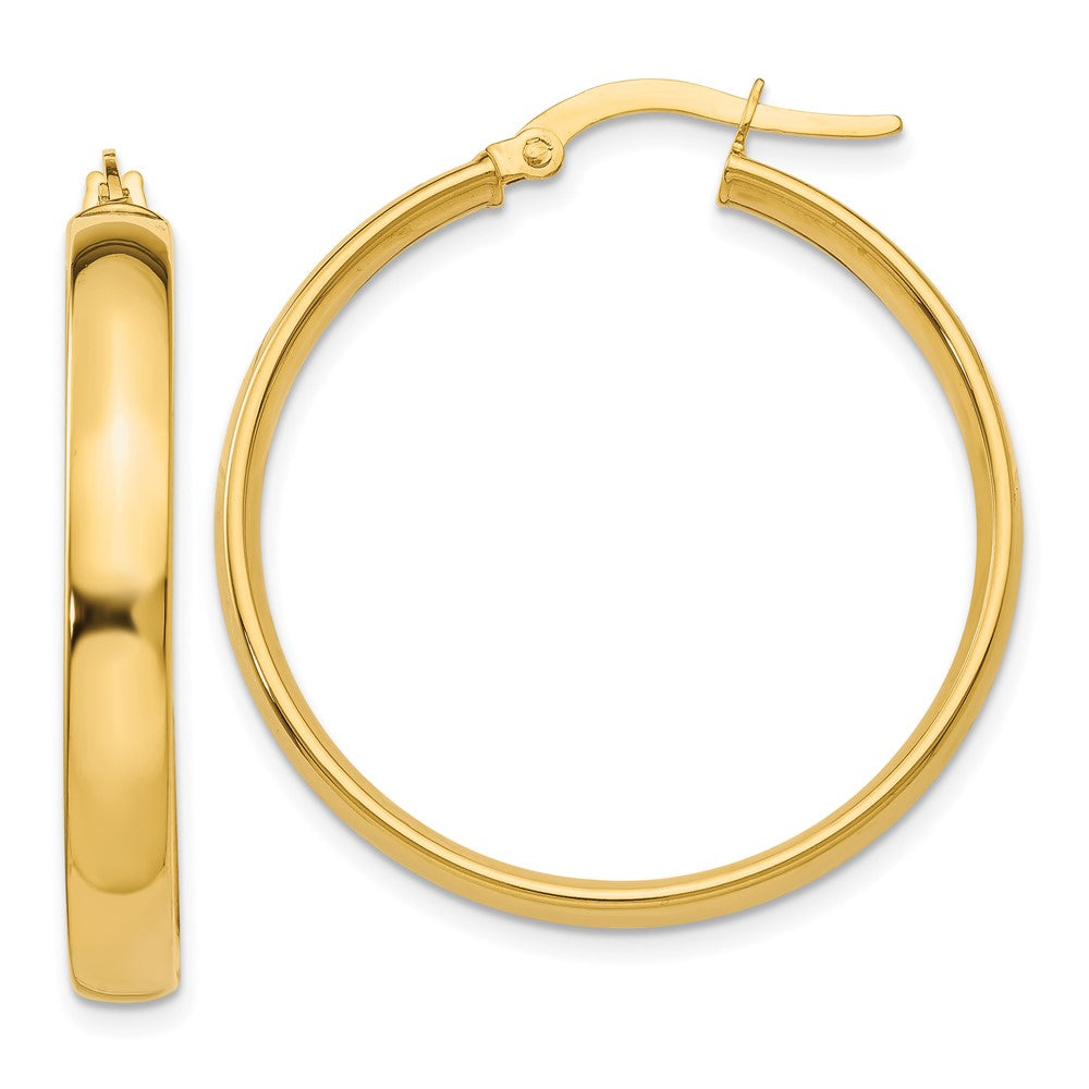 14k 4x30mm Polished Tube Hoop Earrings