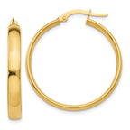 14k 4x30mm Polished Tube Hoop Earrings