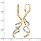 14K Two-tone Spiral Dangle Leverback Earrings
