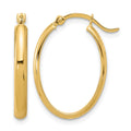 14K 3x23mm Oval Tube Hoop Earrings