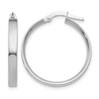 14K White Gold 3x25mm Tube Hoop Earrings
