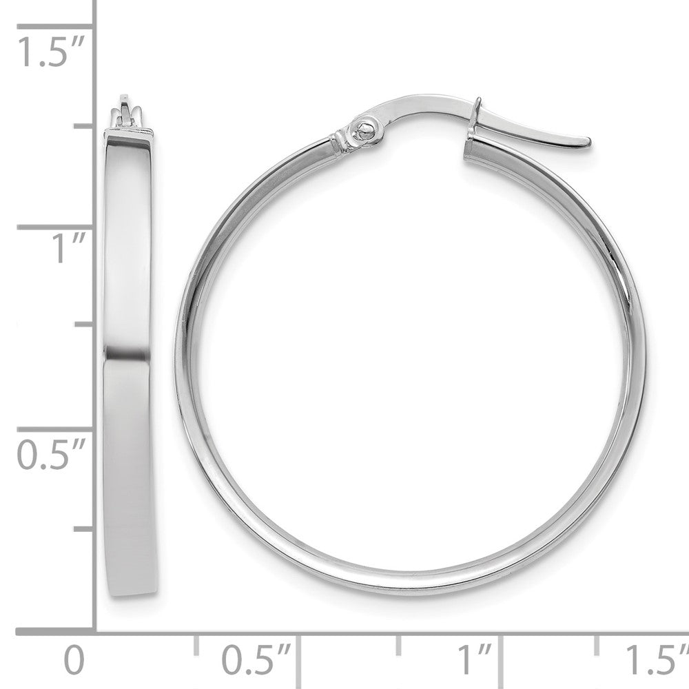 14K White Gold 3x29mm Tube Hoop Earrings