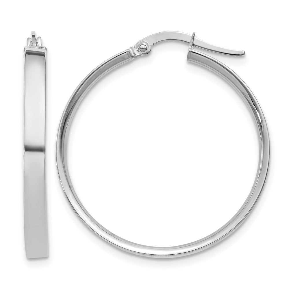 14K White Gold 3x29mm Tube Hoop Earrings