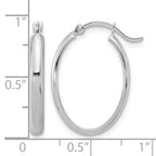 14K White Gold 3x23mm Oval Tube Hoop Earrings