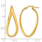14k 3mm Twisted Oval Hoop Earrings
