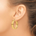 14k 6.75x30mm Polished Tube Hoop Earrings