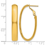 14k 6x34mm Polished Oval Omega Back Tube Hoop Earrings