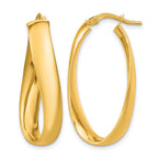 14k Twisted 6mm Oval Hoop Earrings
