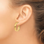 14k 5x24mm Polished Flat Tube Omega Back Hoop Earrings