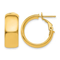 14k 8x20mm Polished Flat Tube Omega Back Hoop Earrings