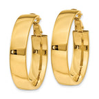 14k 7x30mm Polished Flat Tube Omega Back Hoop Earrings
