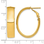 14k 7x28mm Polished Oval Omega Back Tube Hoop Earrings