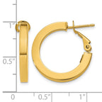14k 3x21mm Square Tube Round Hoop Earrings