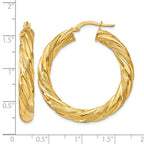 14k 5mm Satin & Polished Twisted Hoop Earrings