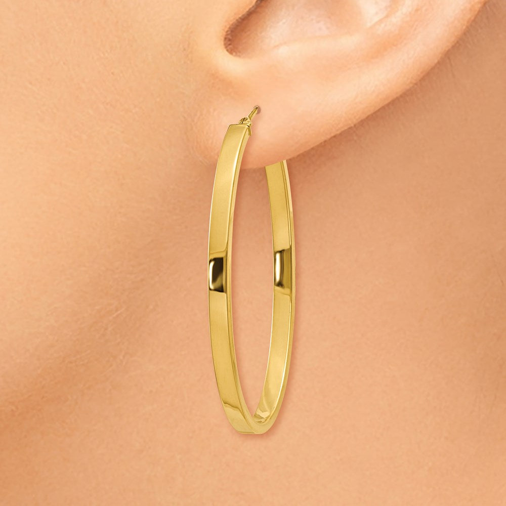 14k 3x42mm Polished Oval Tube Hoop Earrings