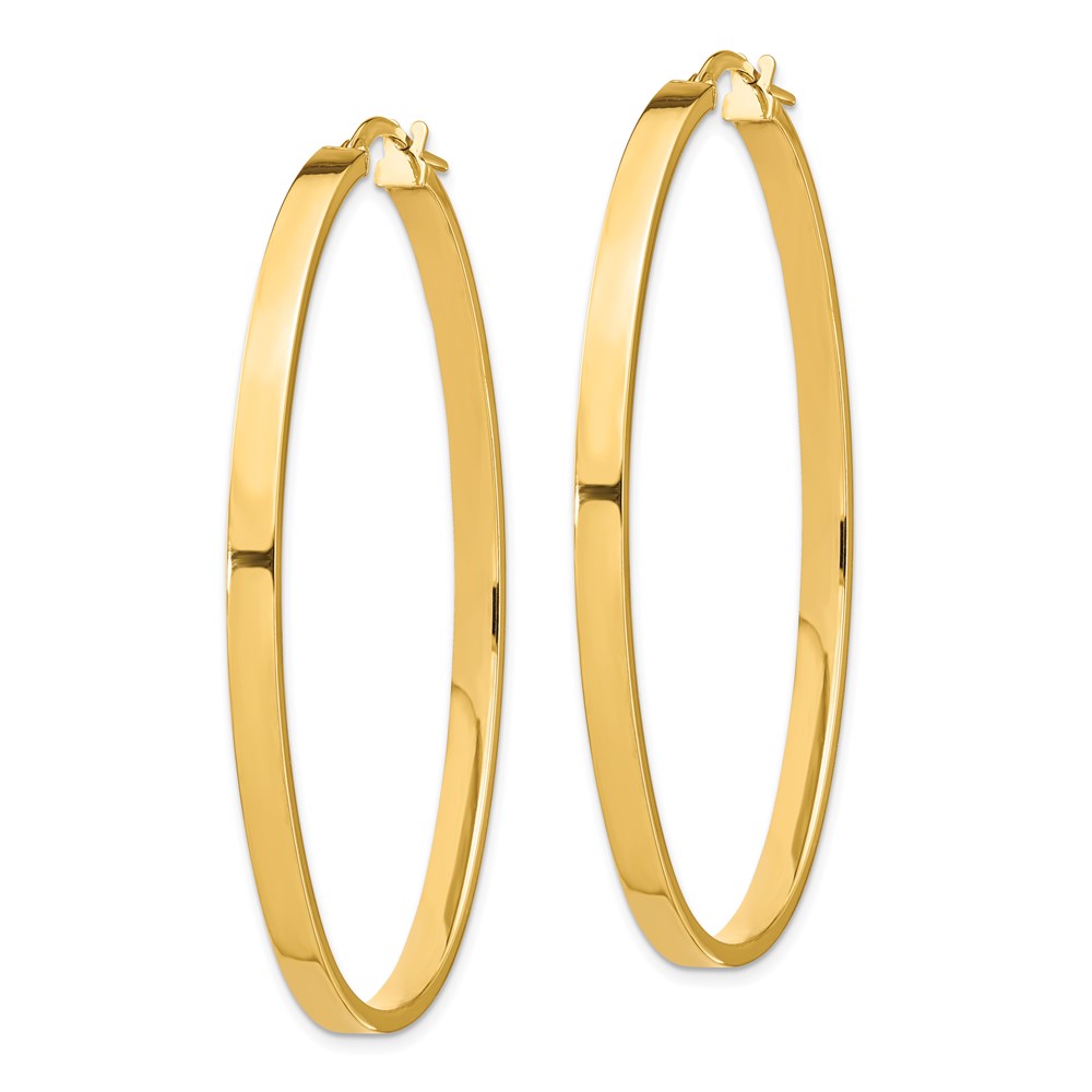 14k 3x55mm Polished Large Oval Tube Hoop Earrings