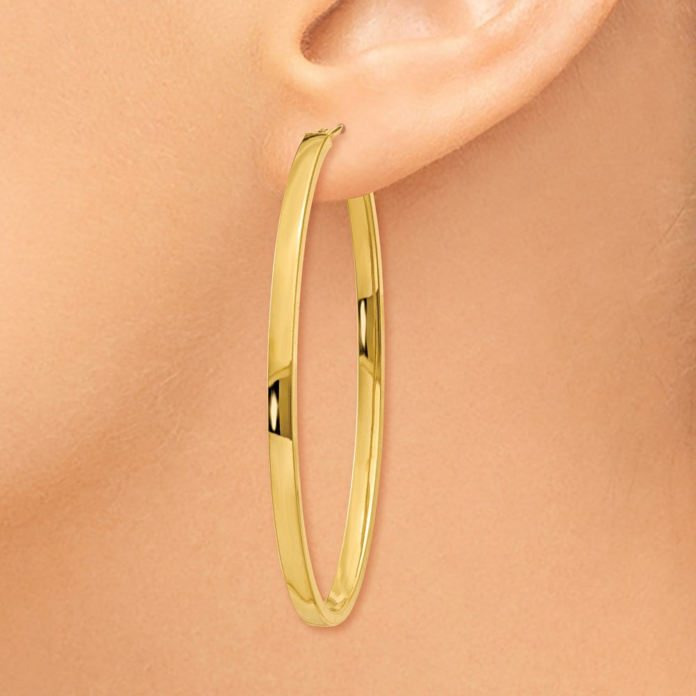 14k 3x55mm Polished Large Oval Tube Hoop Earrings