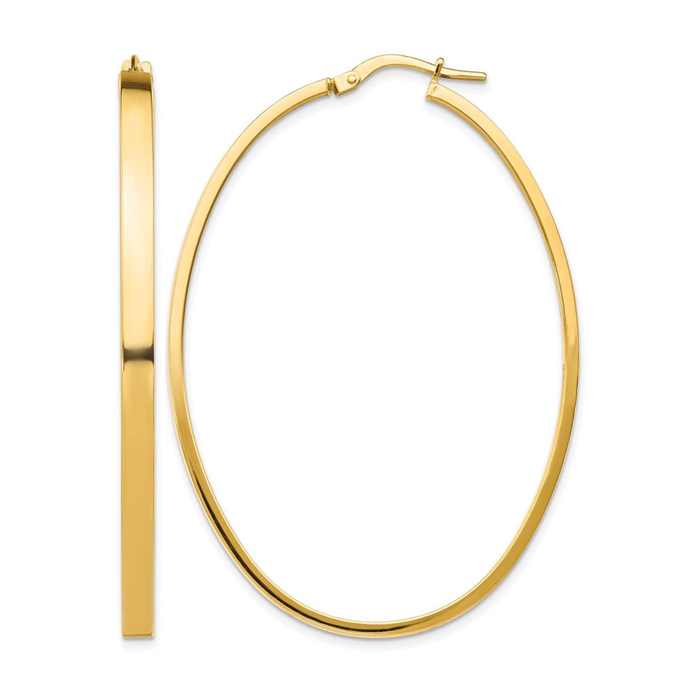 14k 3x55mm Polished Large Oval Tube Hoop Earrings