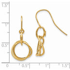 14K Small Twisted Circle Dangle French Hook Earrings