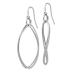 14K White Gold Textured Twisted Dangle French Hook Earrings