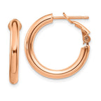 14k Rose Gold 3x22mm Polished Round Omega Back Tube Hoop Earrings