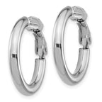 14k White Gold 3x22mm Polished Round Omega Back Tube Hoop Earrings