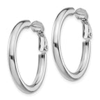 14k White Gold 3x25mm Polished Round Omega Back Tube Hoop Earrings