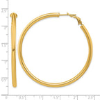 14k 3x52mm Polished Round Omega Back Tube Hoop Earrings