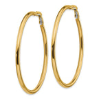 14k 3x57mm Polished Round Omega Back Tube Hoop Earrings