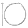14k White Gold 3x57mm Polished Round Omega Back Tube Hoop Earrings