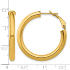 14k 4x35mm Polished Round Omega Back Tube Hoop Earrings