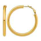 14k 4x45mm Polished Round Omega Back Tube Hoop Earrings