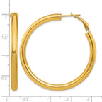 14k 4x50mm Polished Round Omega Back Tube Hoop Earrings