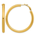 14k 4x50mm Polished Round Omega Back Tube Hoop Earrings