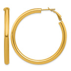 14k 4x50mm Polished Round Omega Back Tube Hoop Earrings