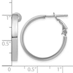 14k White Gold 3x25mm Polished Square Tube Omega Back Round Hoop Earrings