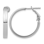 14k White Gold 3x25mm Polished Square Tube Omega Back Round Hoop Earrings