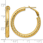 14k 4x34mm Diamond-cut Round Omega Back Tube Hoop Earrings