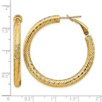 14k 4x40mm Diamond-cut Round Omega Back Tube Hoop Earrings