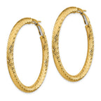 14k 4x45mm Diamond-cut Round Omega Back Tube Hoop Earrings