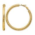 14k 4x45mm Diamond-cut Round Omega Back Tube Hoop Earrings