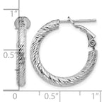 14k White Gold 3x21mm Diamond-cut Round Omega Back Tube Hoop Earrings